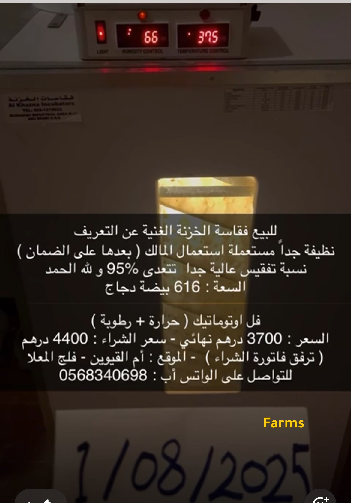 فقاسه الخزنه 616 بيضه